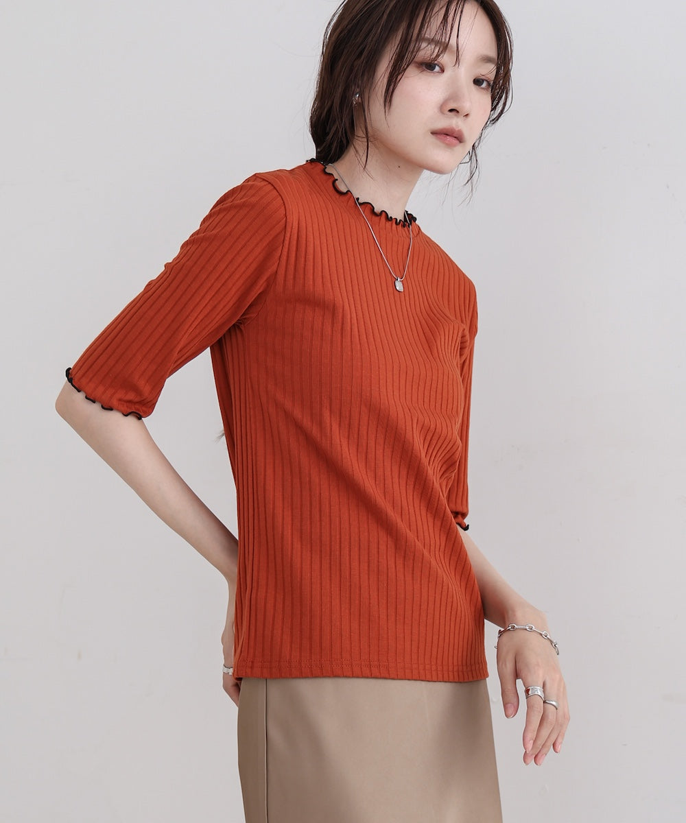 ウェーブメローハーフスリーブリブカットソー