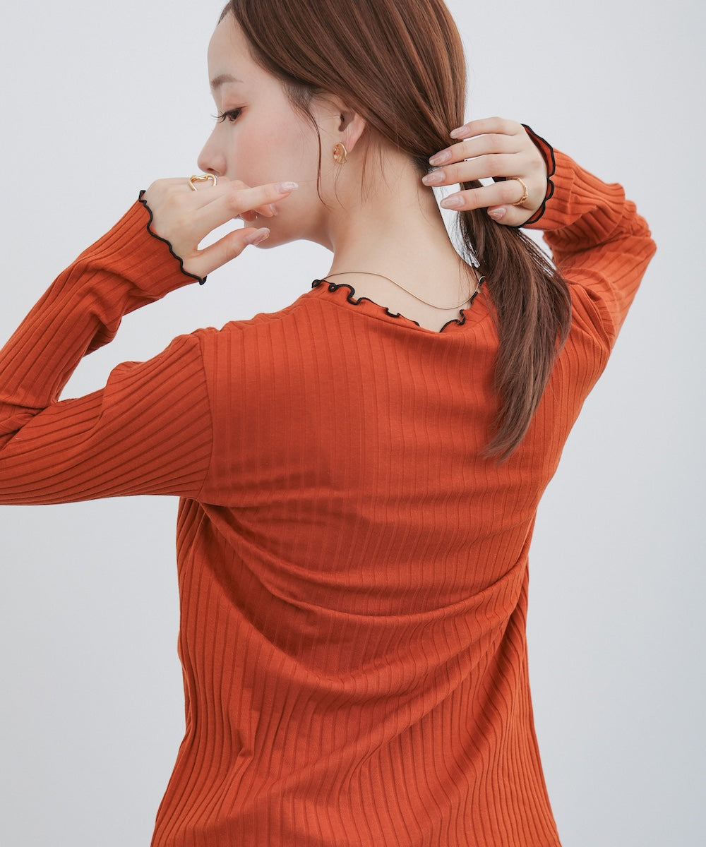 【選べるデザイン】ウェーブメローリブカットソー