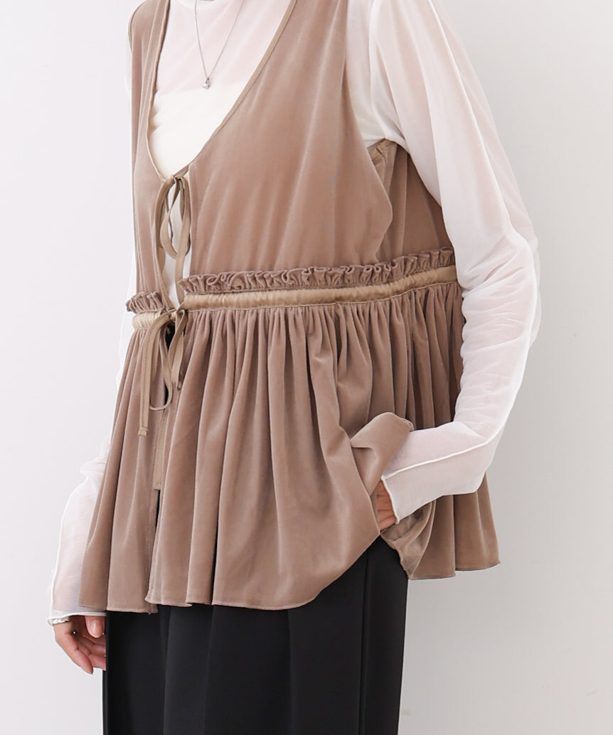 シアーベロアサテンリボンベスト