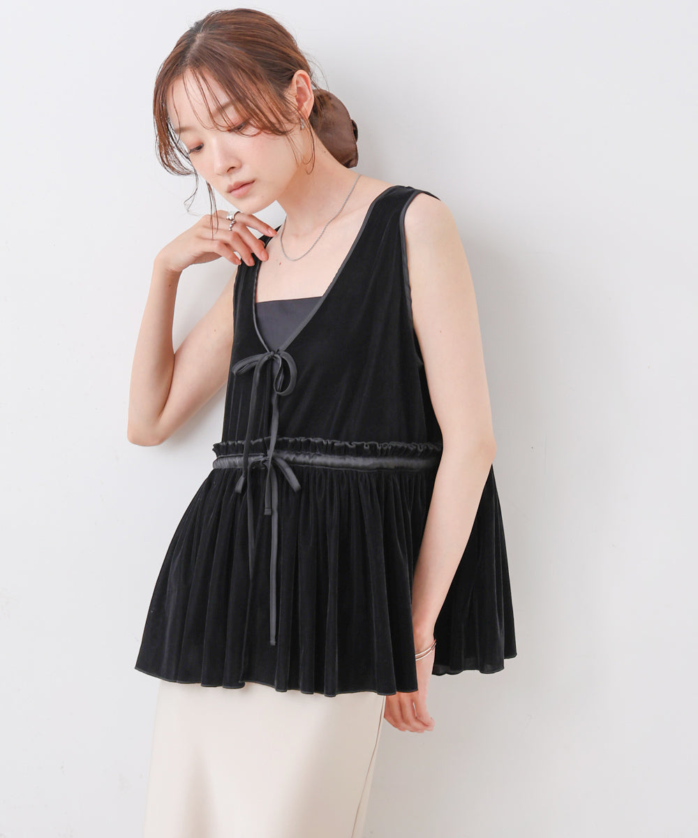 シアーベロアサテンリボンベスト