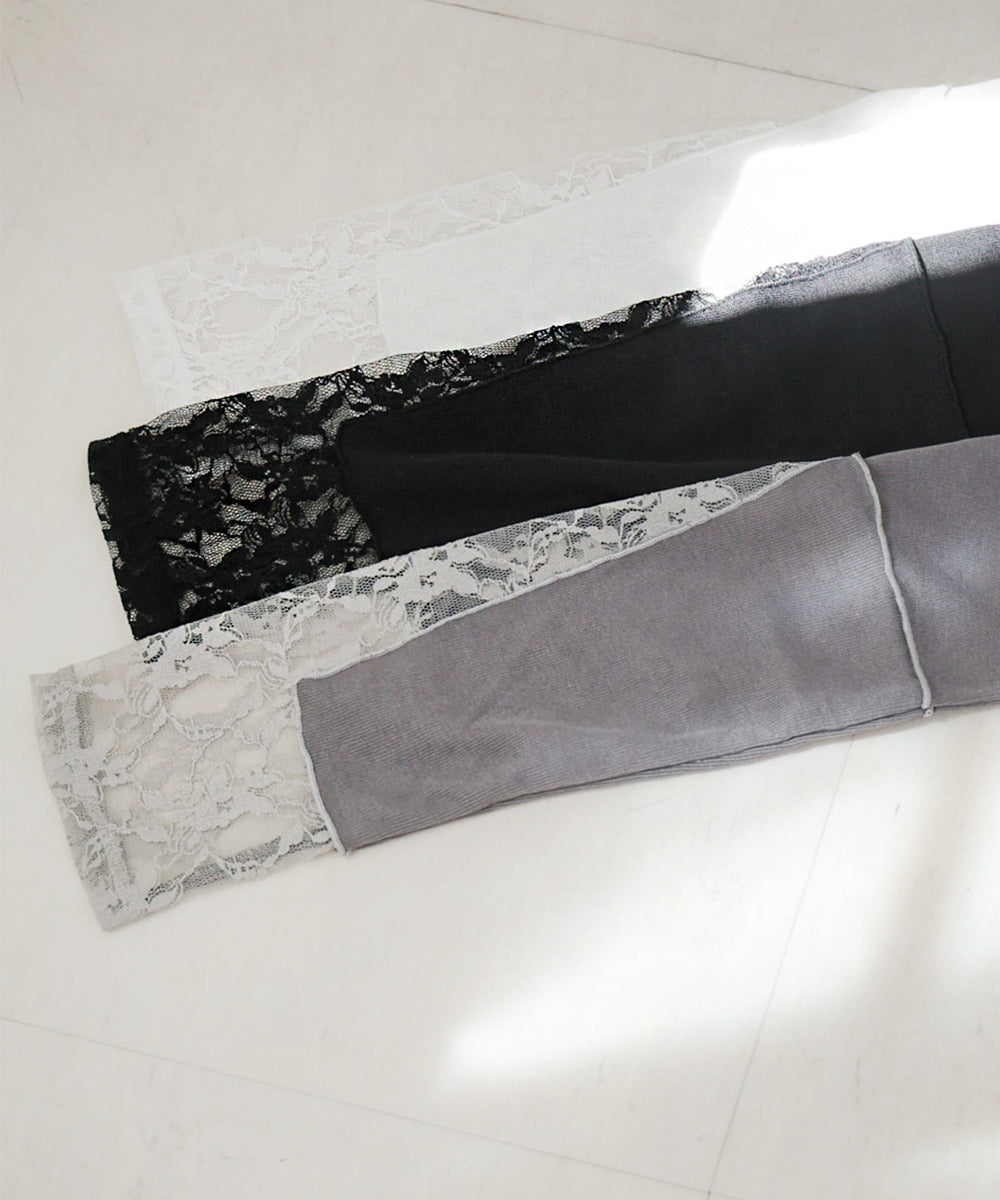 袖レースシアーリブレイヤードプルオーバー