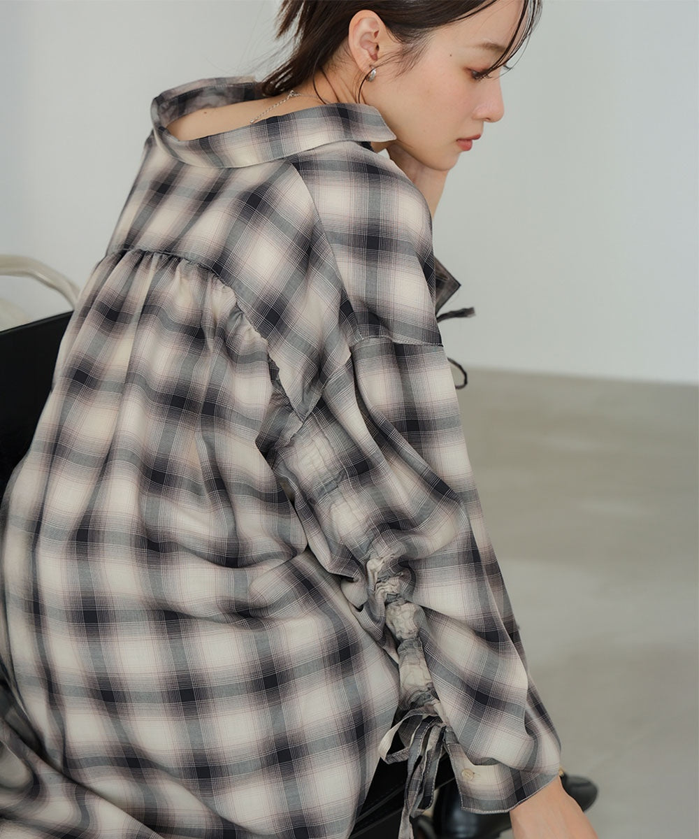 チェックバックギャザーシャツ