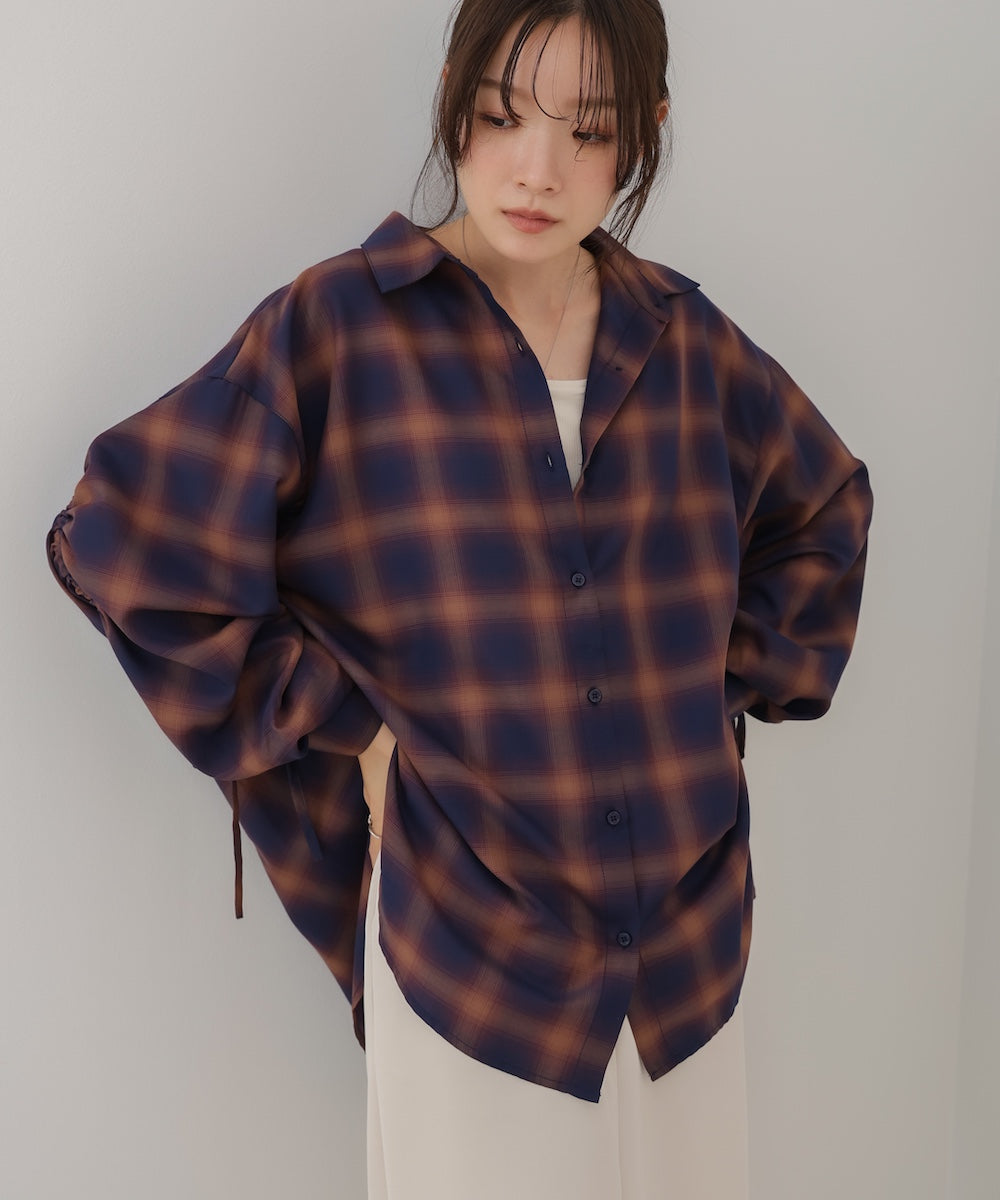 チェックバックギャザーシャツ