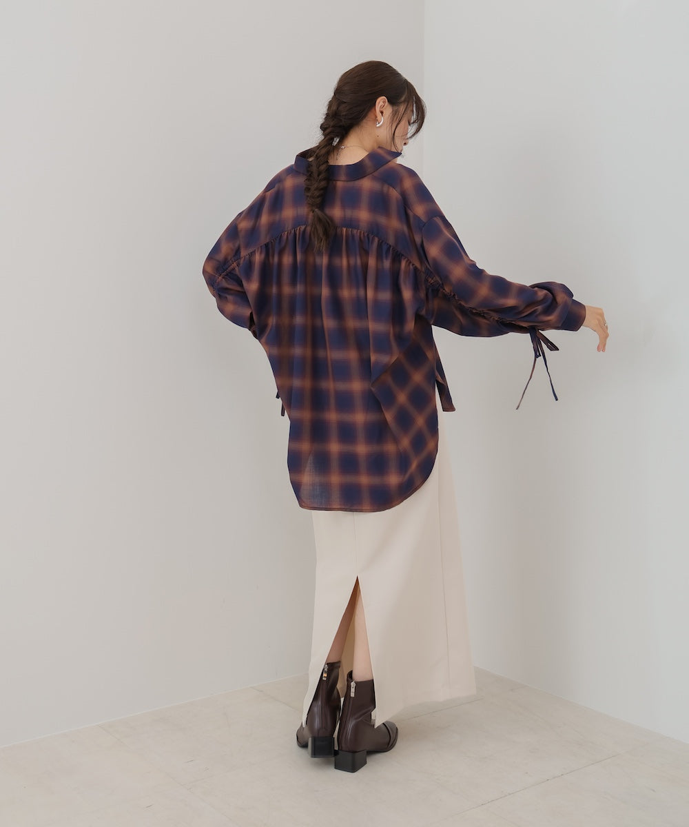 チェックバックギャザーシャツ