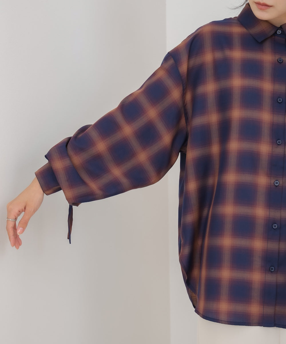 チェックバックギャザーシャツ