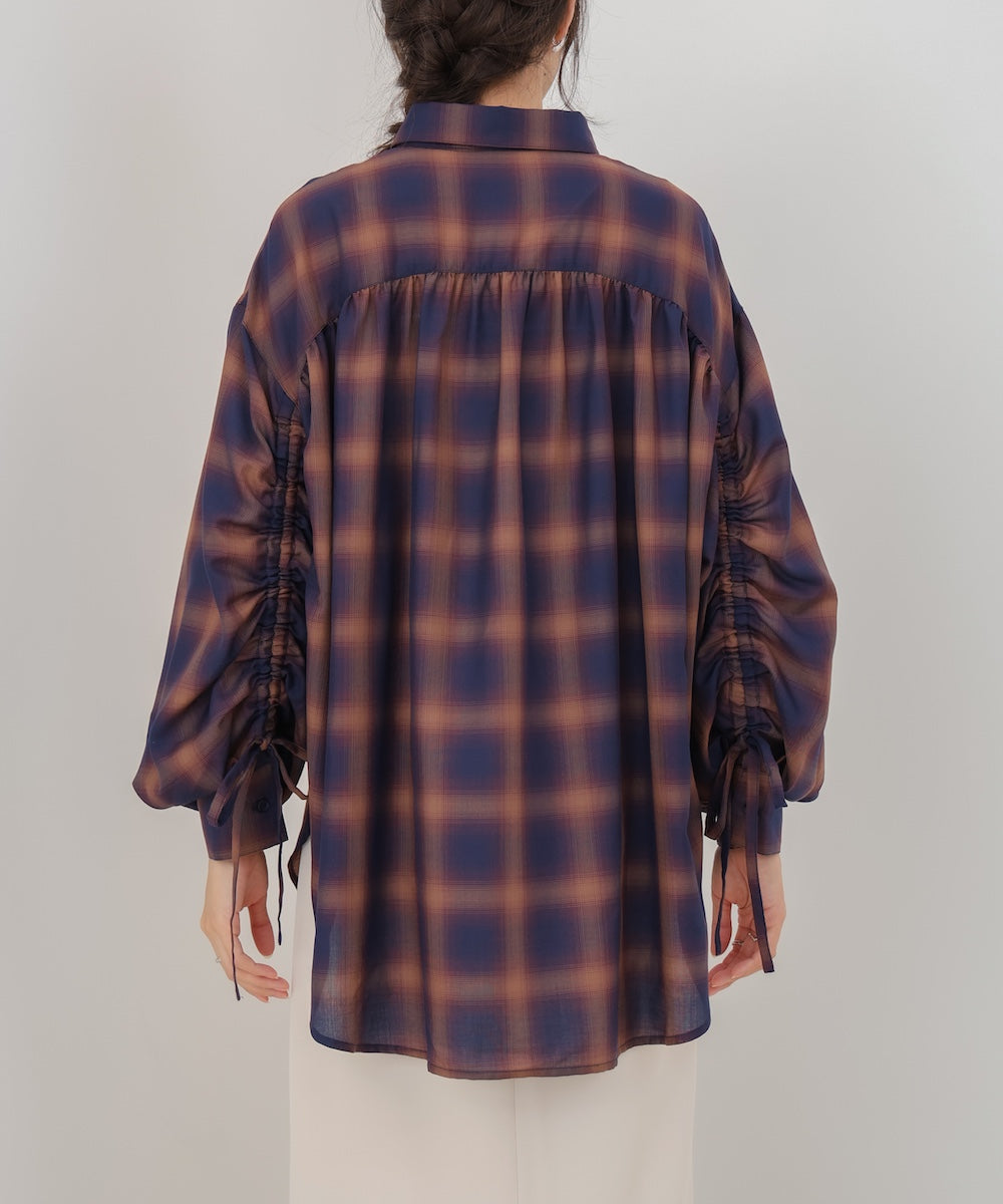 チェックバックギャザーシャツ