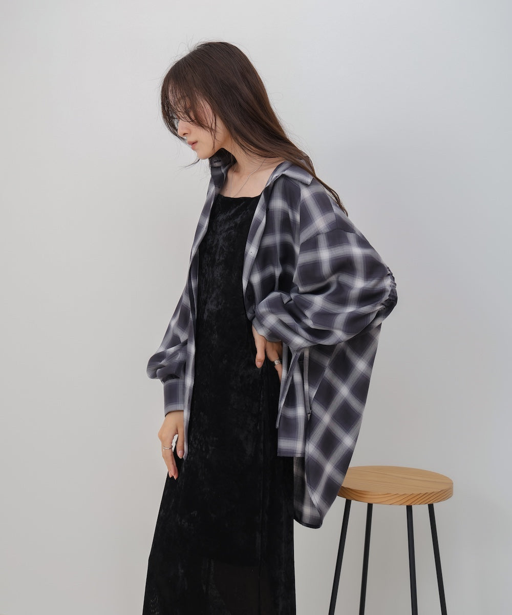 チェックバックギャザーシャツ