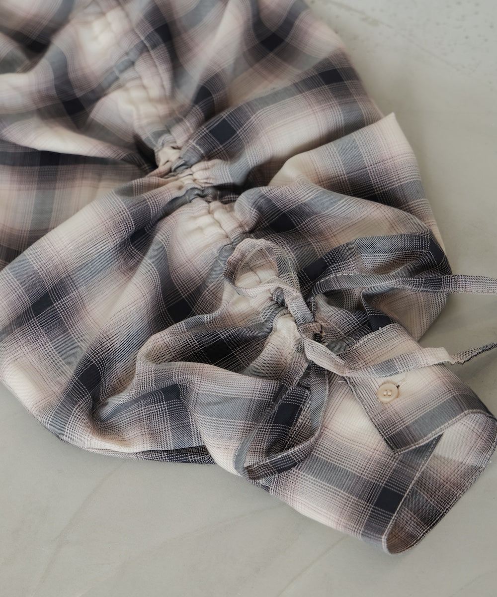 チェックバックギャザーシャツ