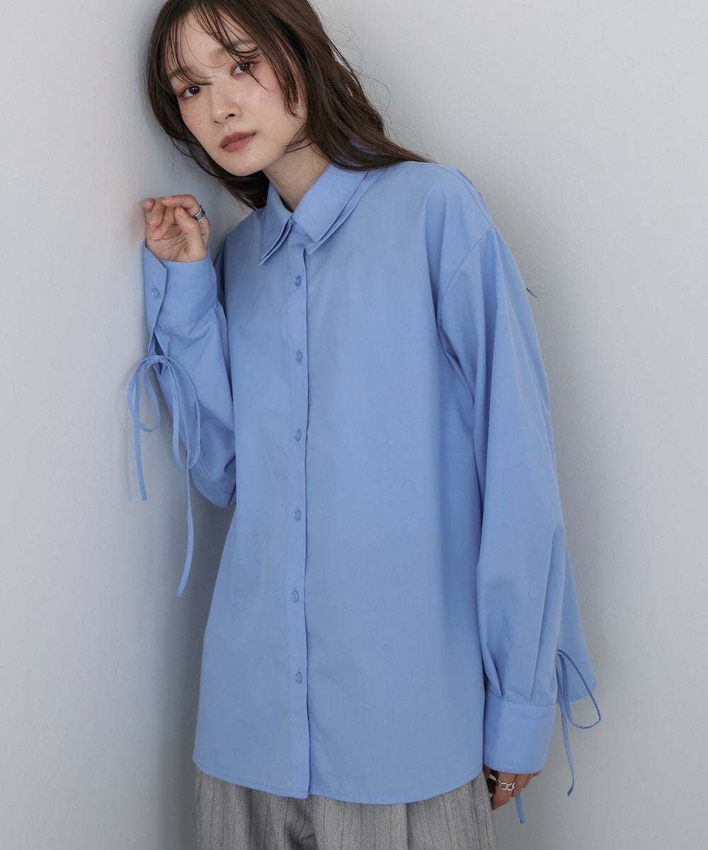 ダブルカラー袖リボンシャツ