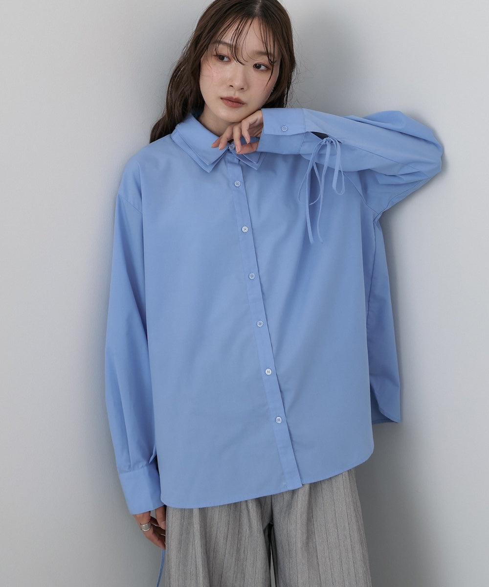 ダブルカラー袖リボンシャツ