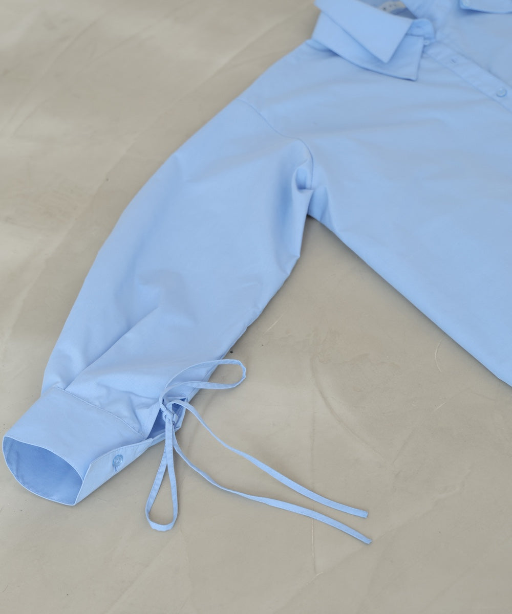 ダブルカラー袖リボンシャツ