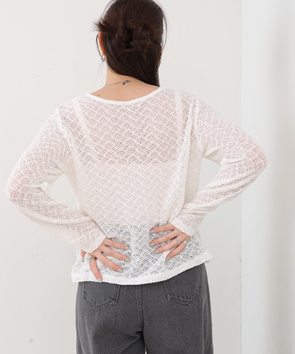 レースフリルシアーロングTシャツ