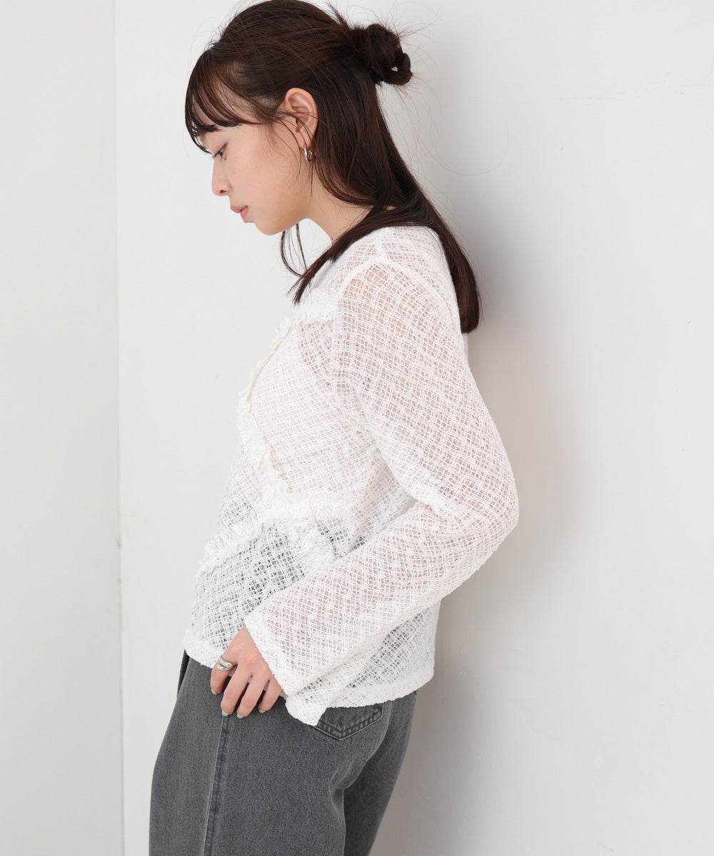 レースフリルシアーロングTシャツ