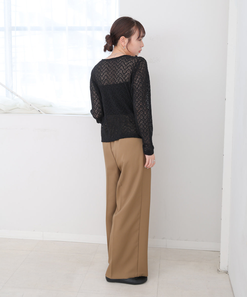 レースフリルシアーロングTシャツ