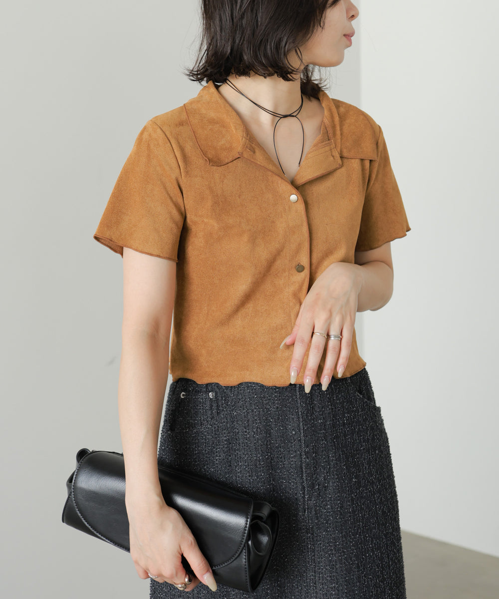 ライトスエード半袖メロウシャツ