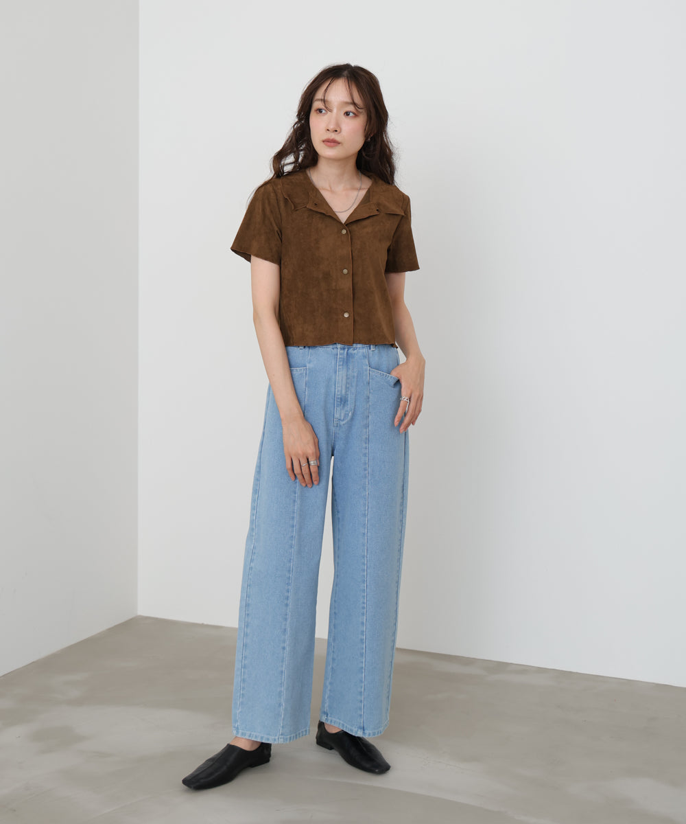 ライトスエード半袖メロウシャツ