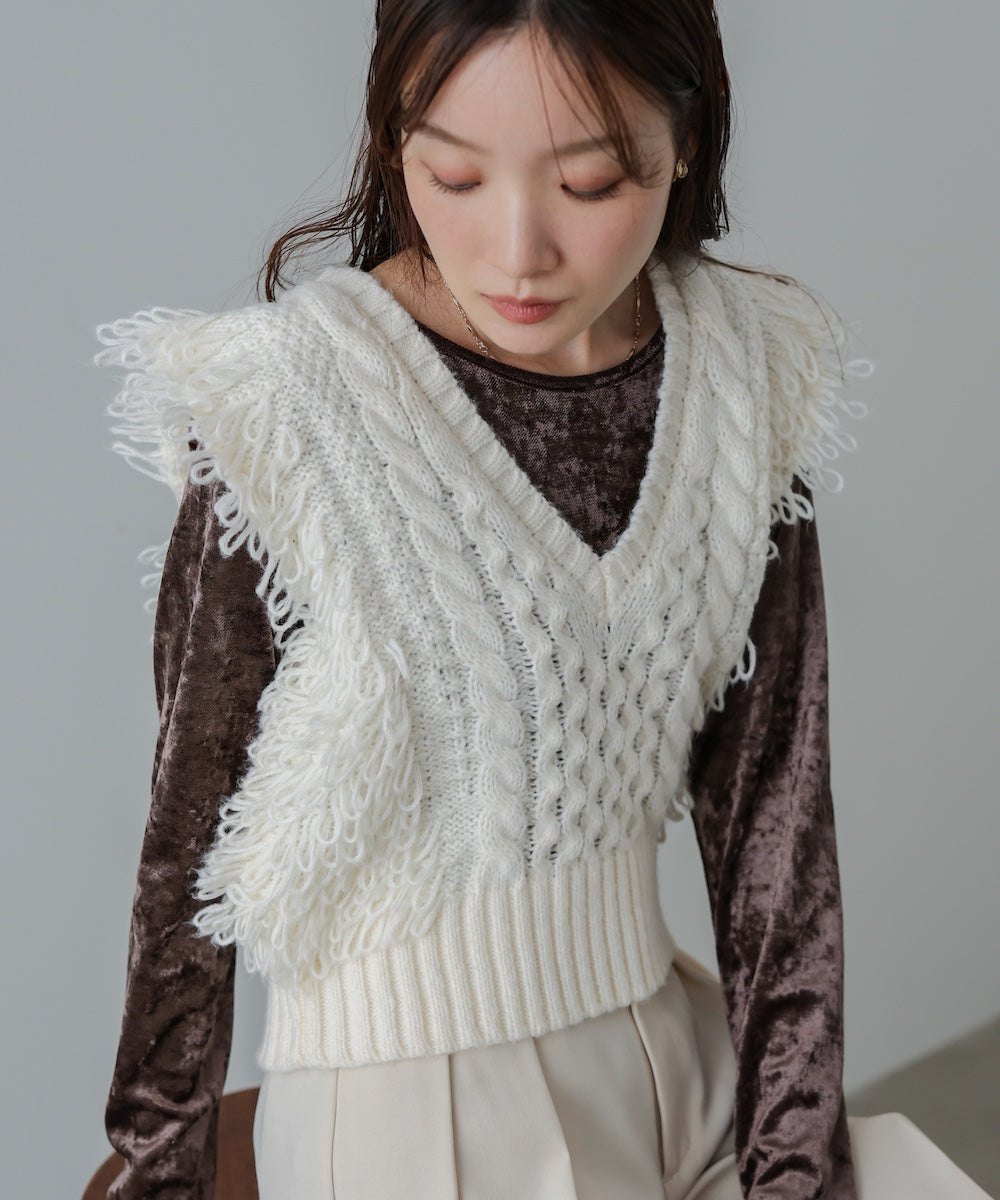 フリンジバルキーニットベスト