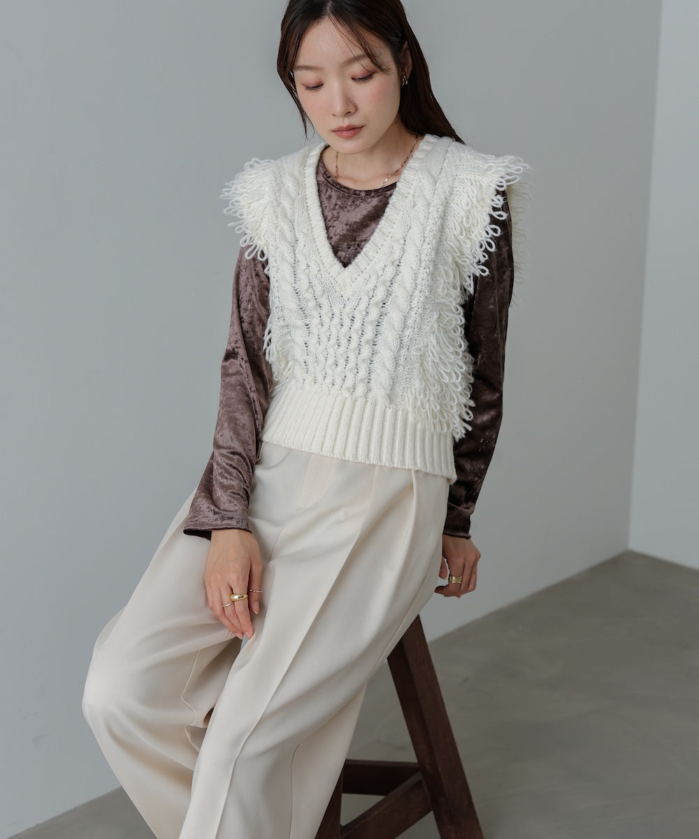 フリンジバルキーニットベスト