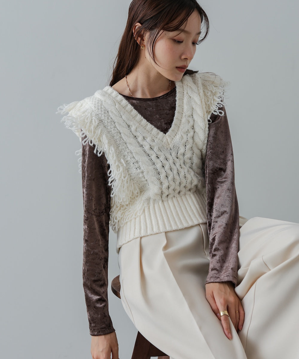 フリンジバルキーニットベスト