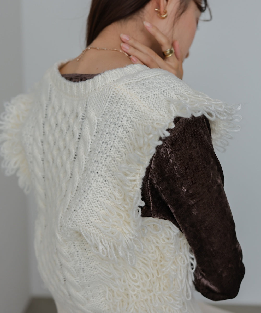 フリンジバルキーニットベスト