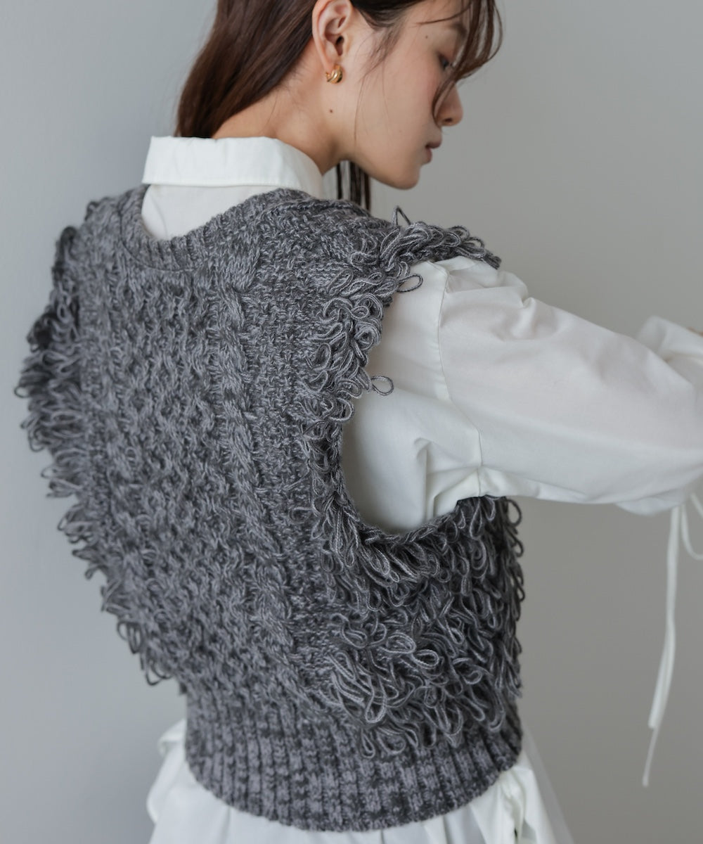 フリンジバルキーニットベスト