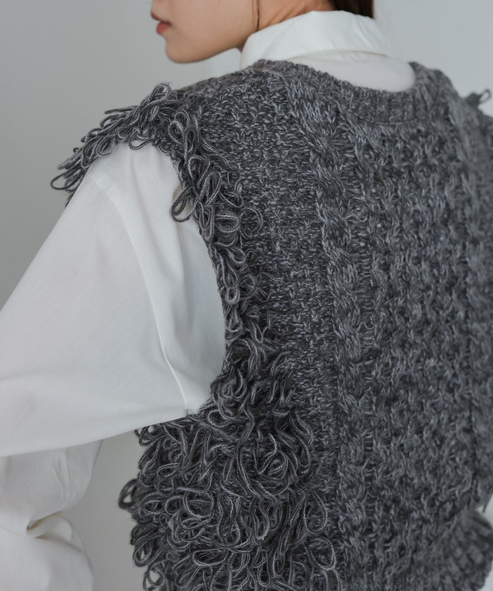 フリンジバルキーニットベスト