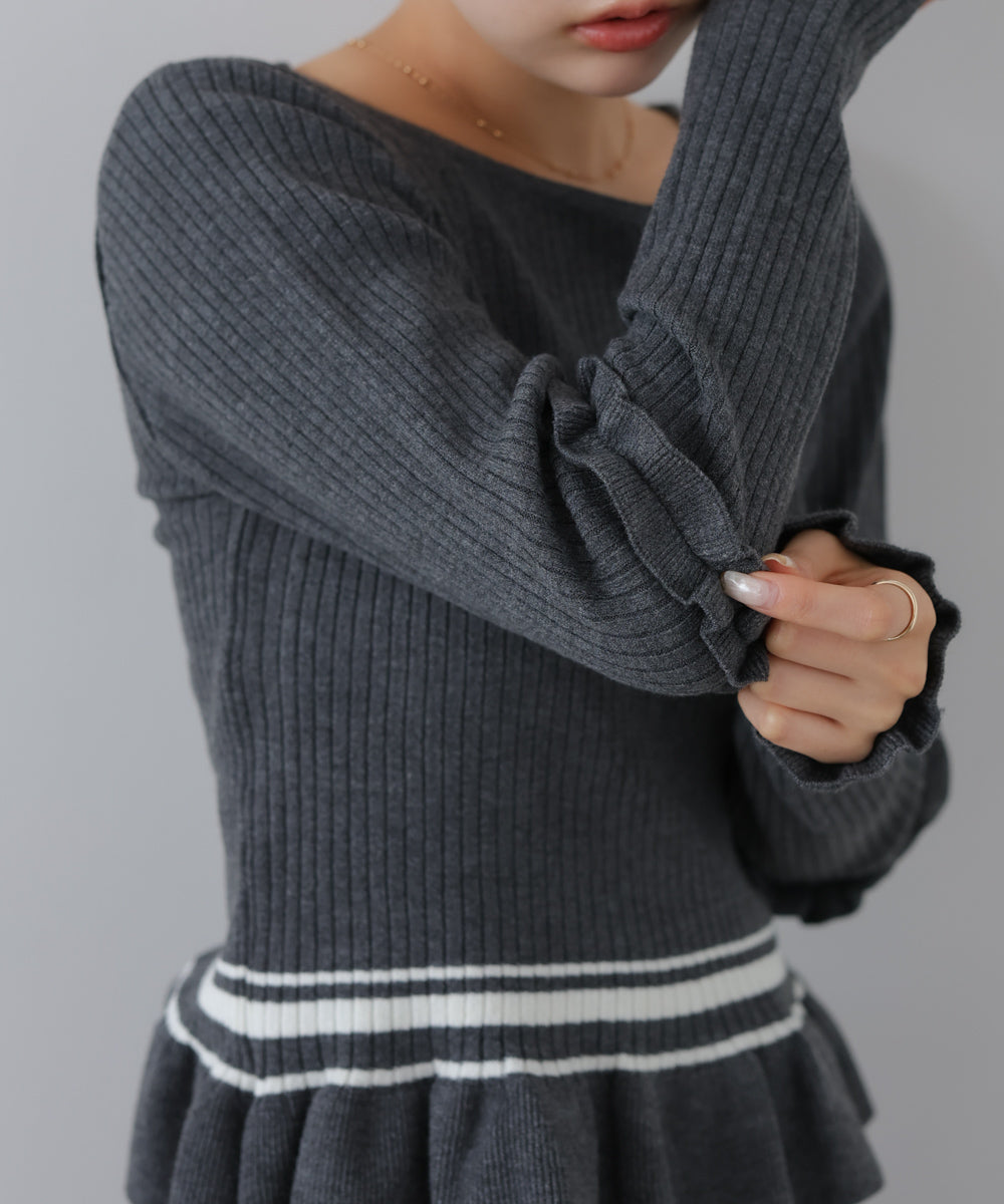 12Gニットフリルヘムショートプルオーバー