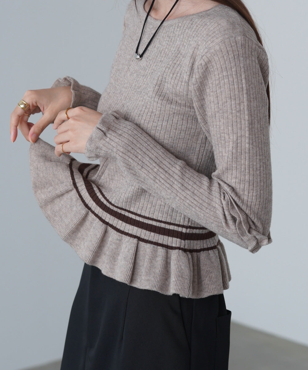 12Gニットフリルヘムショートプルオーバー