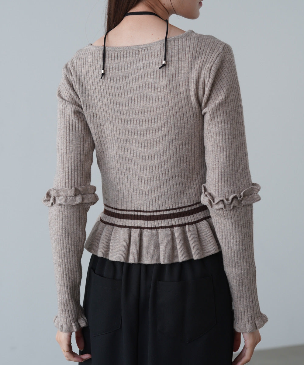 12Gニットフリルヘムショートプルオーバー
