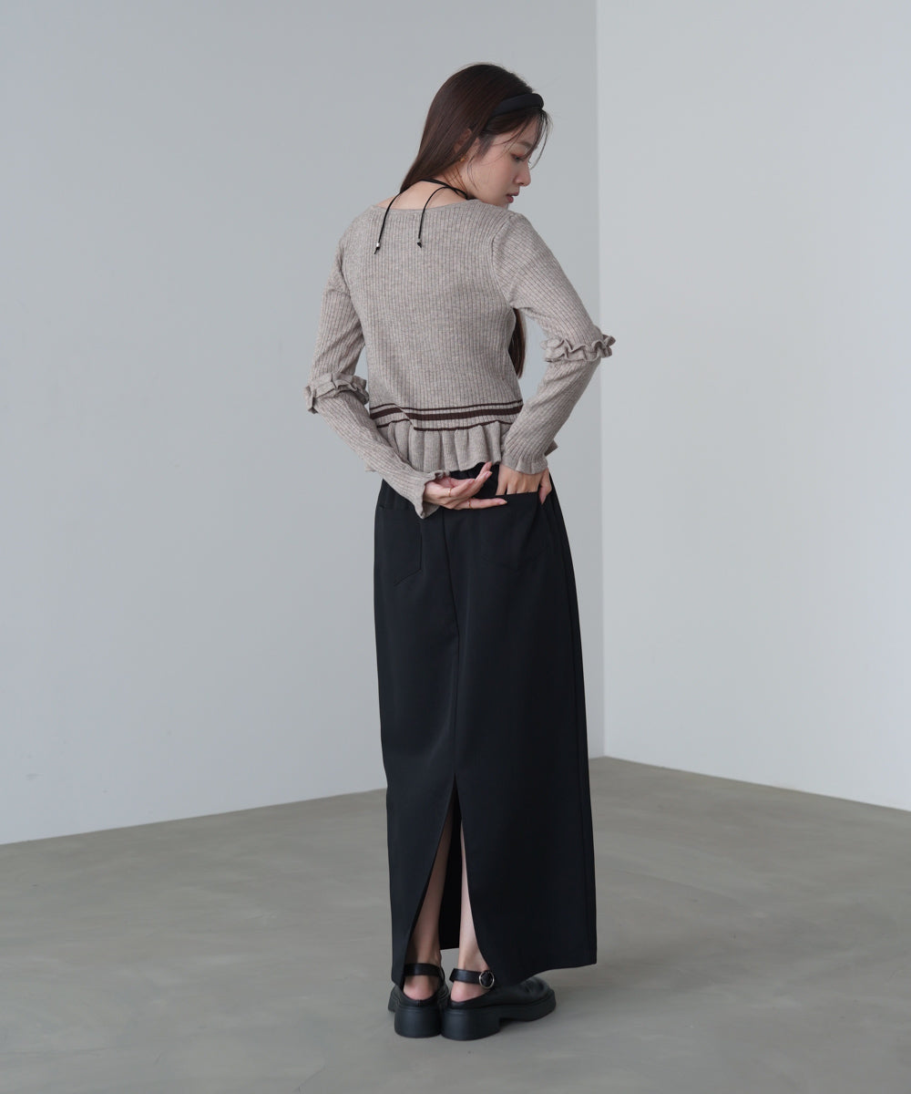 12Gニットフリルヘムショートプルオーバー