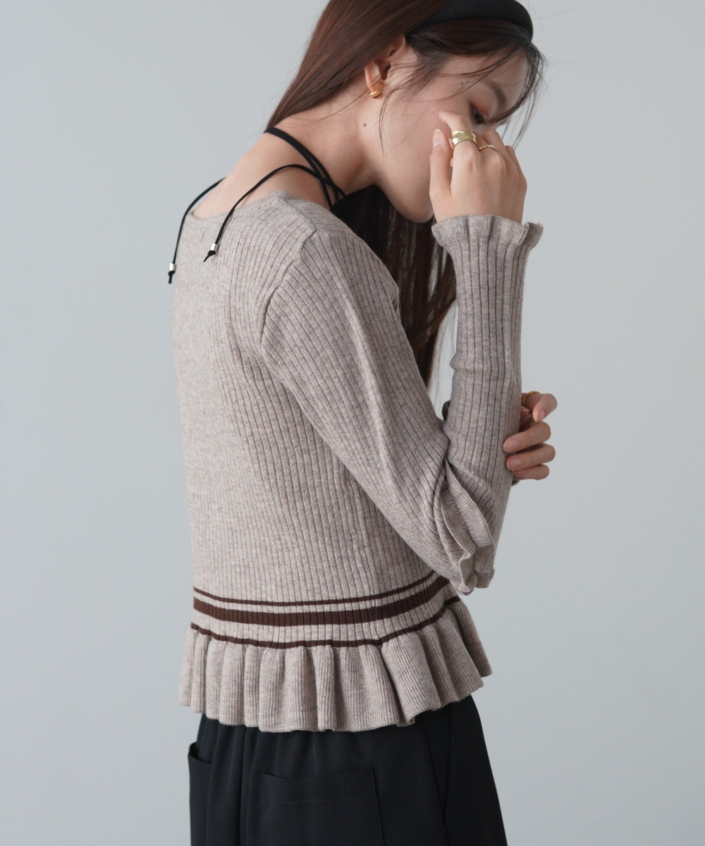 12Gニットフリルヘムショートプルオーバー