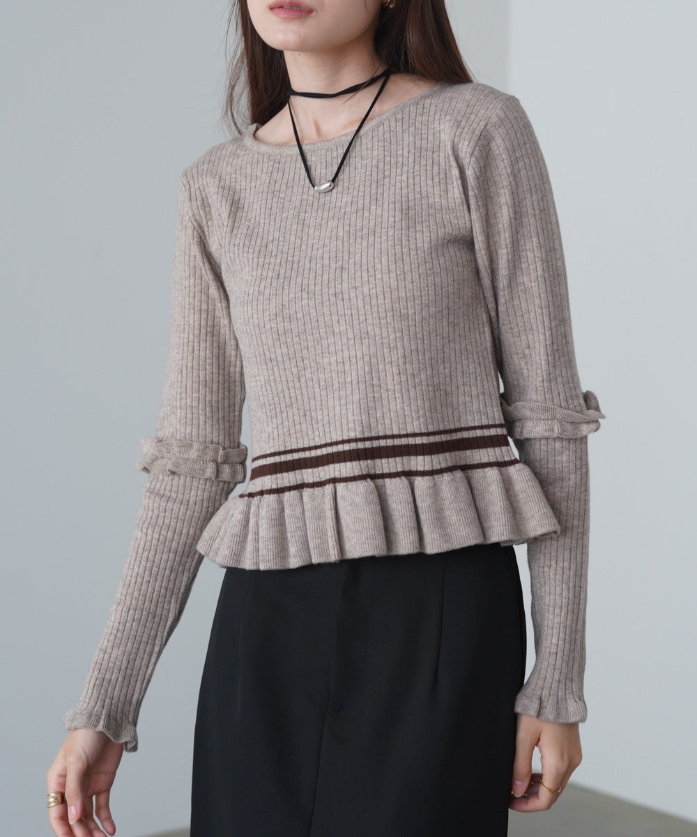 12Gニットフリルヘムショートプルオーバー