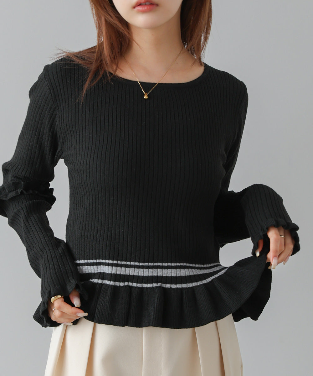 12Gニットフリルヘムショートプルオーバー