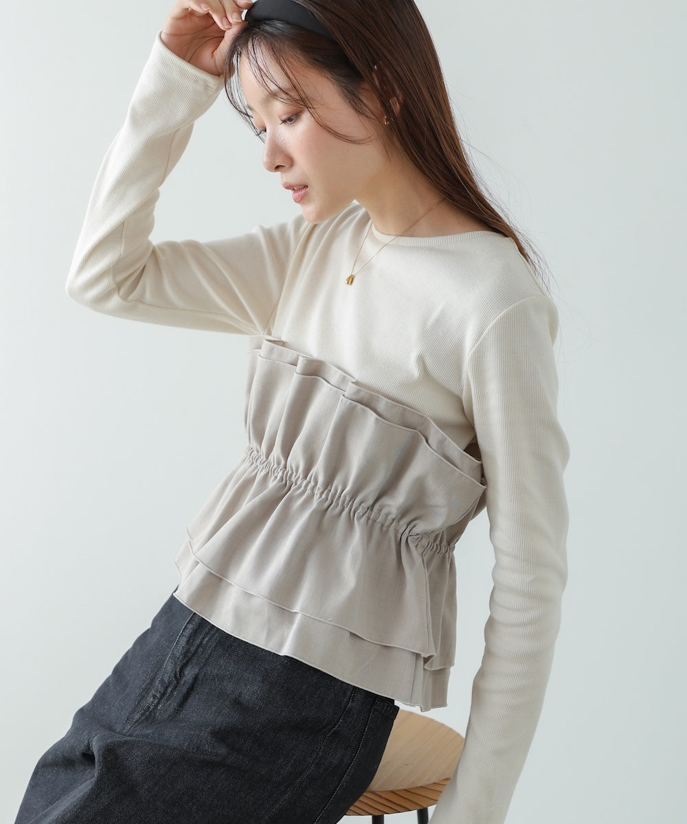 ビスチェ風レイヤードロンT