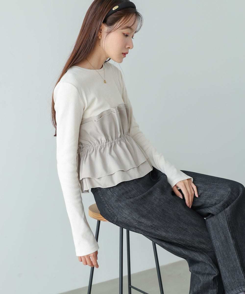 ビスチェ風レイヤードロンT