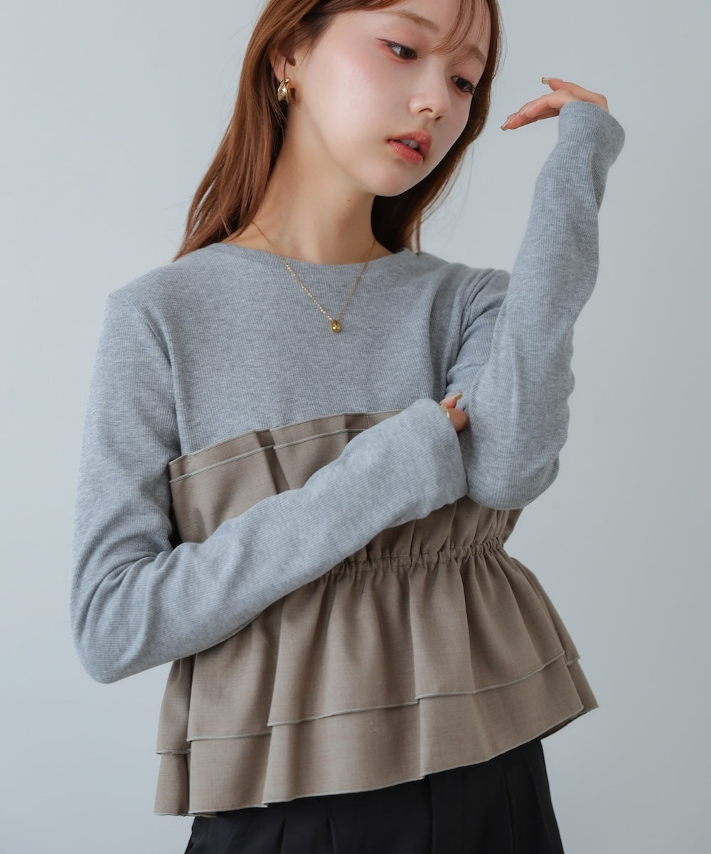 ビスチェ風レイヤードロンT