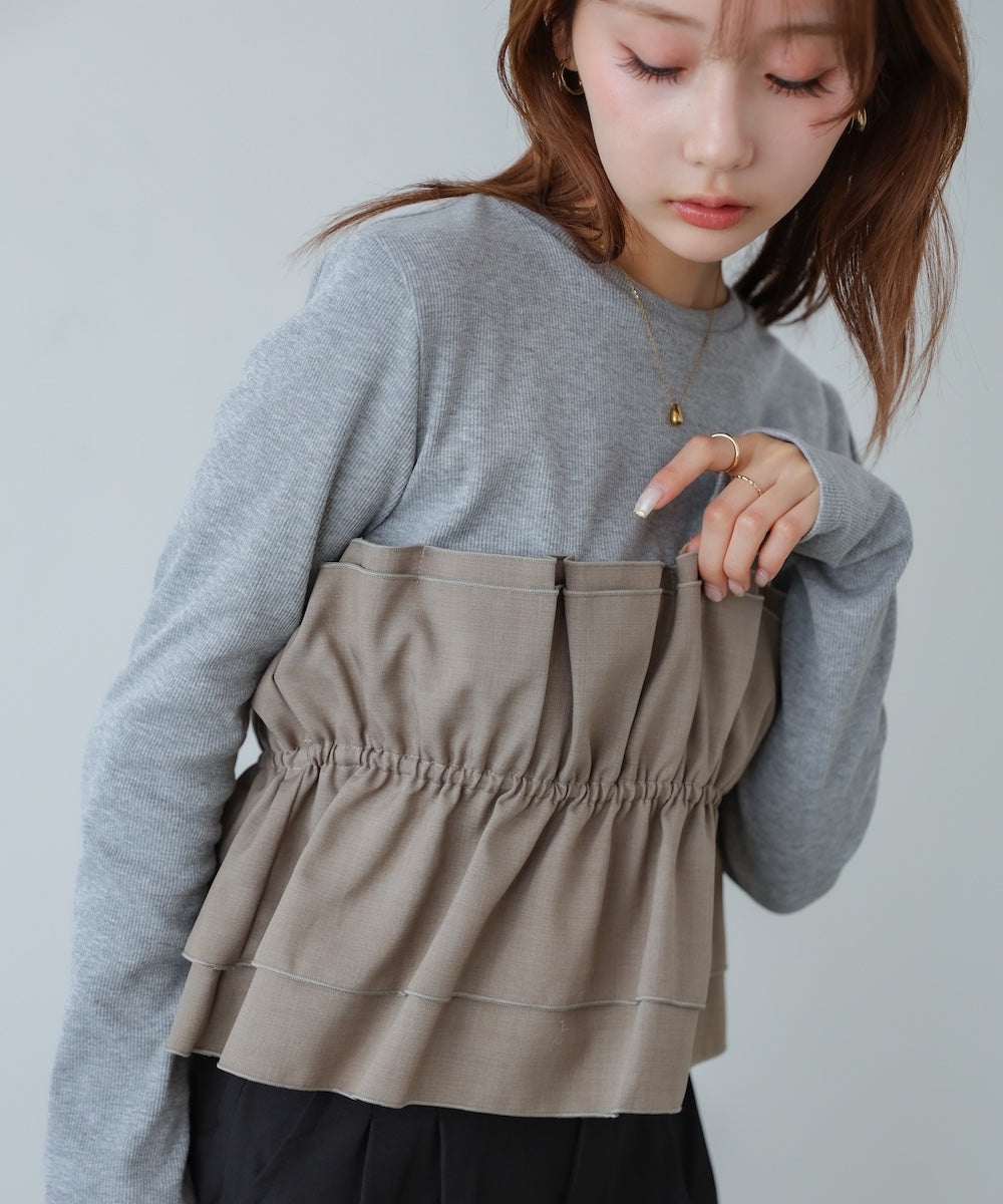 ビスチェ風レイヤードロンT