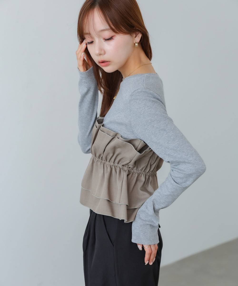 ビスチェ風レイヤードロンT