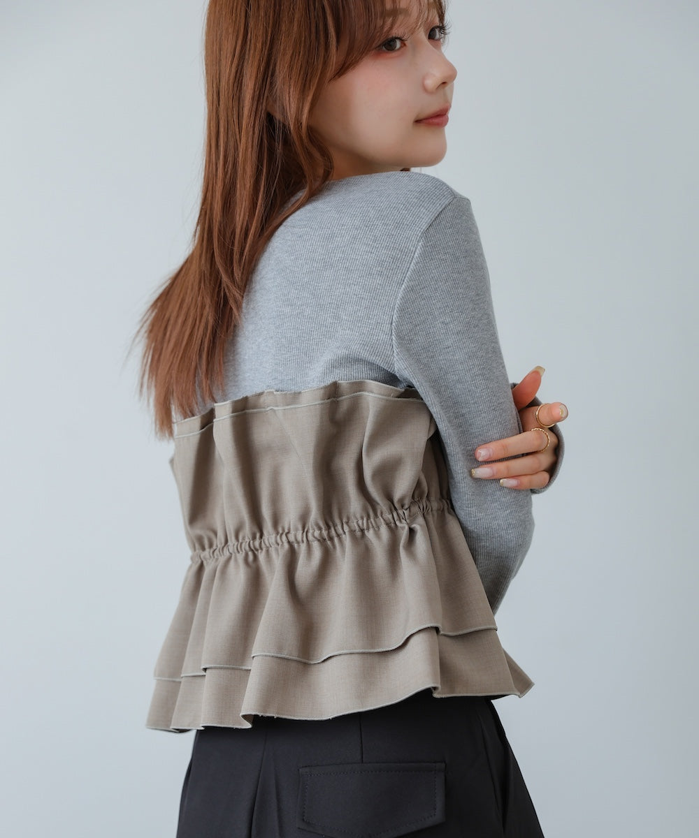 ビスチェ風レイヤードロンT
