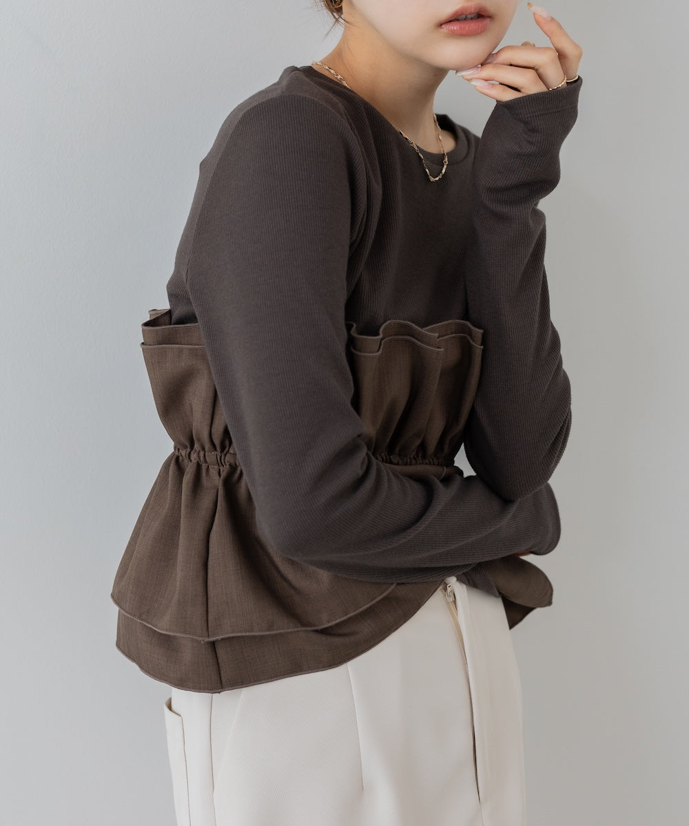 ビスチェ風レイヤードロンT