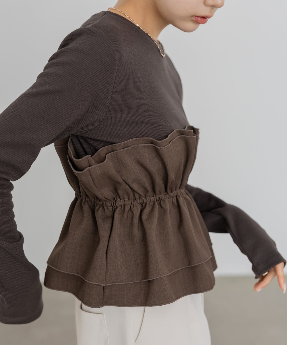 ビスチェ風レイヤードロンT