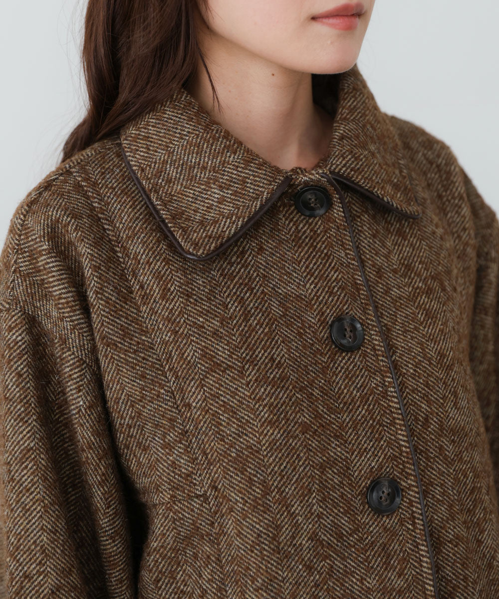 ヘリンボーンツイードカバーオールジャケット