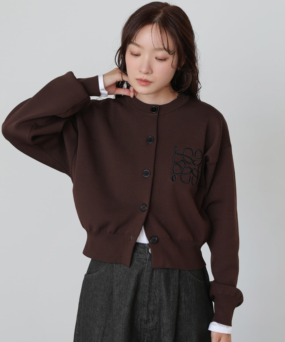コード刺繍ニットカーディガン