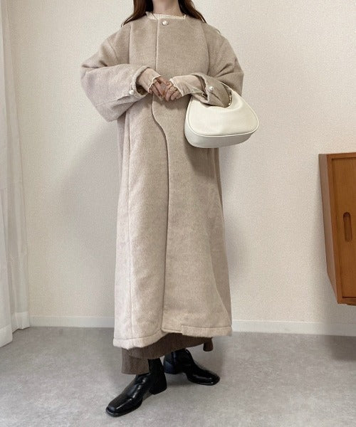 SHAGGY PEARL BUTTON OVER SILHOUETTE COAT