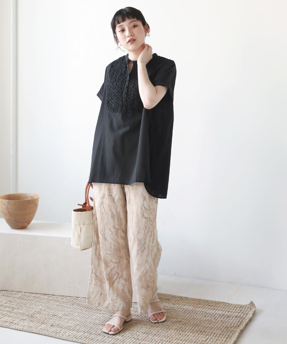 CAMBRIC SMOCKING BLOUSE