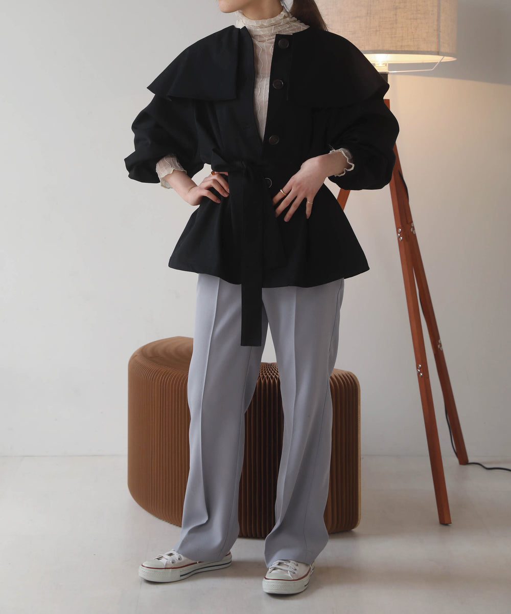 BIG COLLAR RUFFLED SHORT COAT