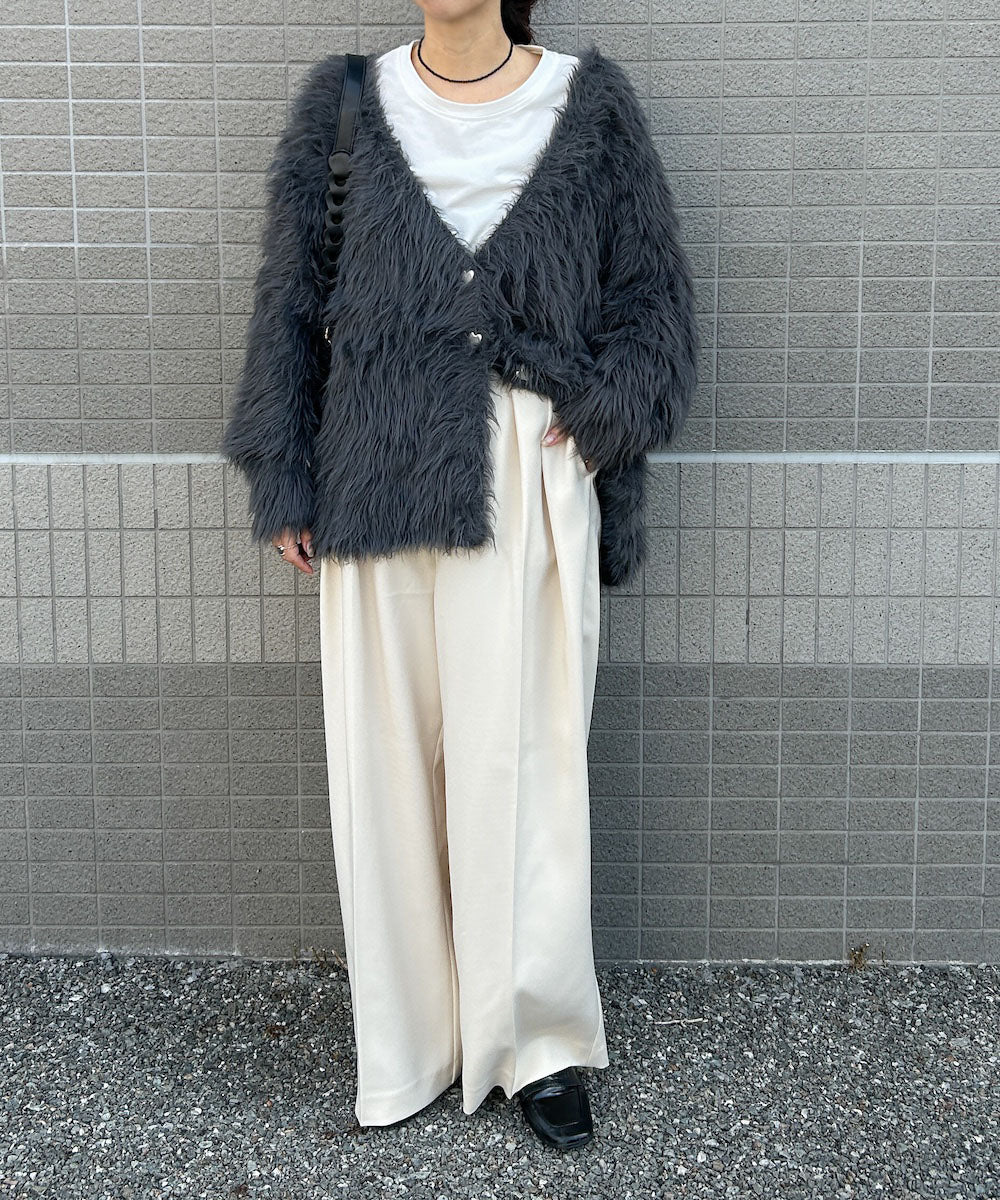 【選べる着丈】前後2WAYハートボタンシャギーニットカーディガン