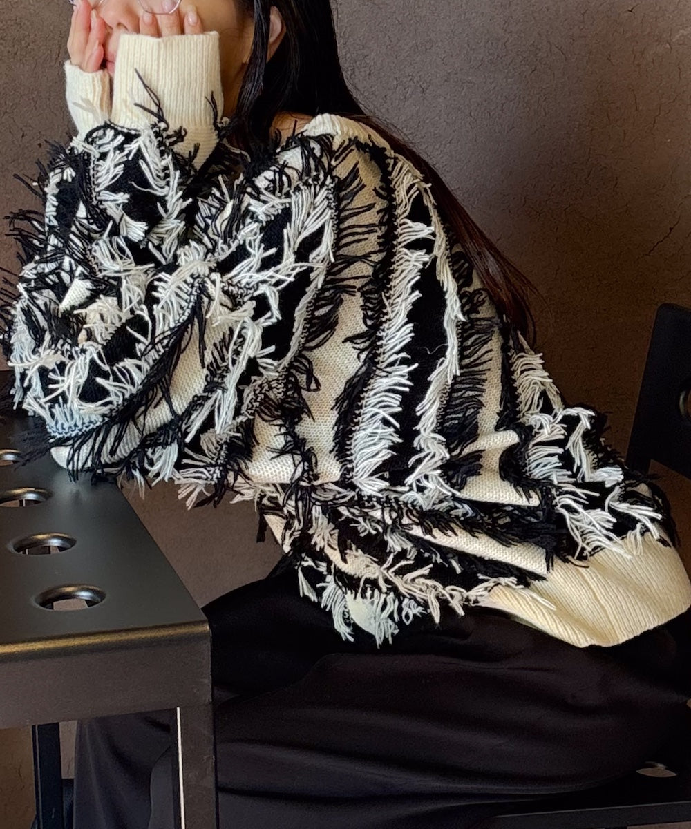 前後2WAYシャギーニットトップス