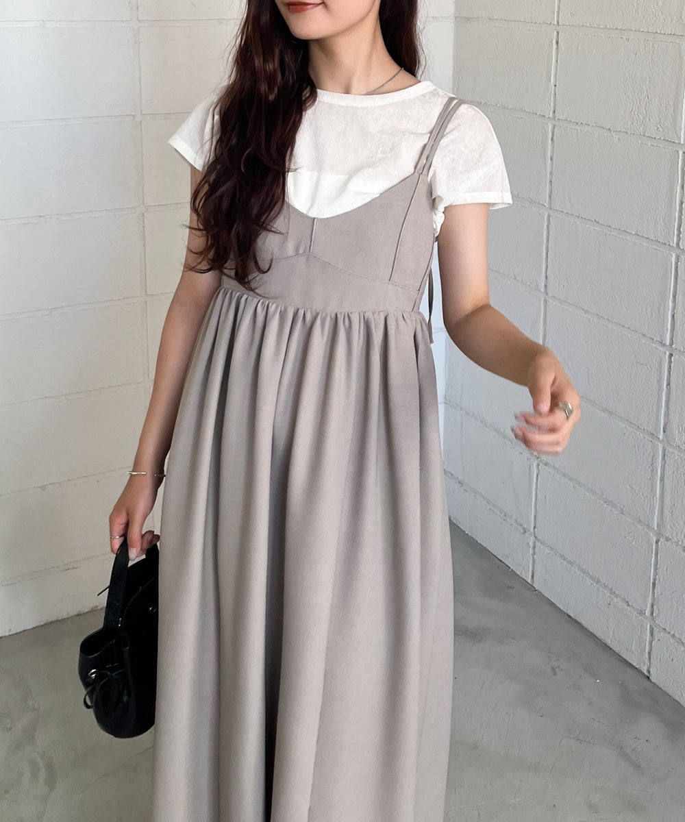 【S・Mサイズ展開】ビスチェライクフレアキャミワンピース