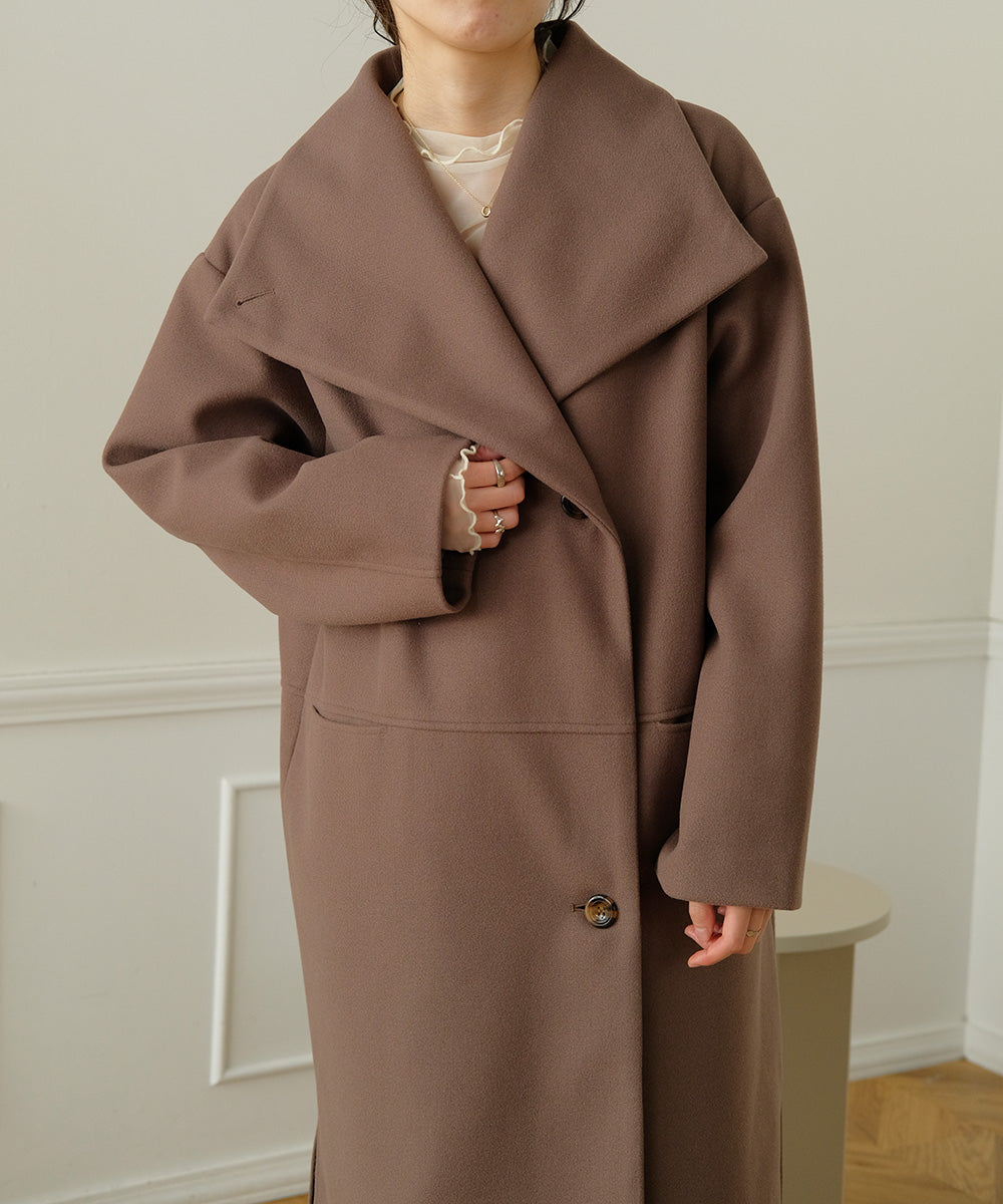 SHAWL COLLAR STAND NECK LONG COAT